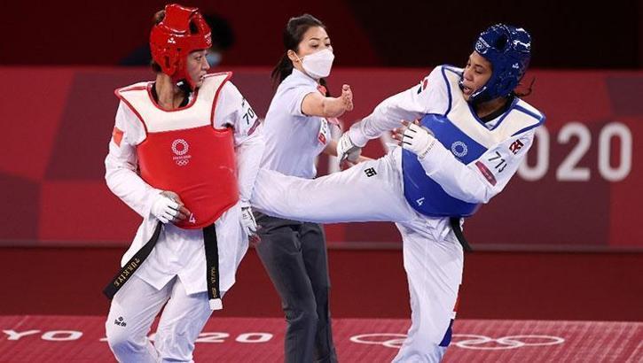 67 kiloda mücadele eden milli tekvandocu Nafia Kuş, son 16 turunda elendi