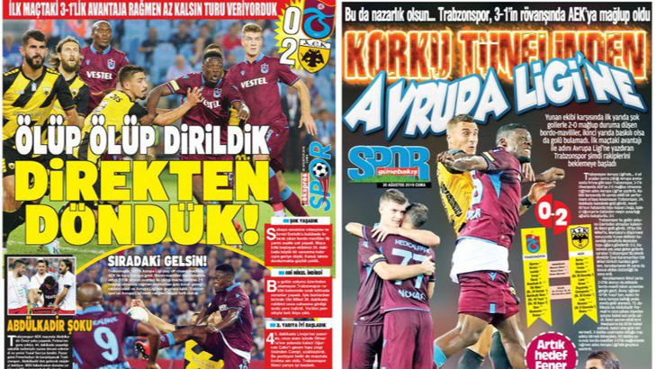Trabzon yerel basını: 'Korku tünelinden Avrupa Ligi'ne'