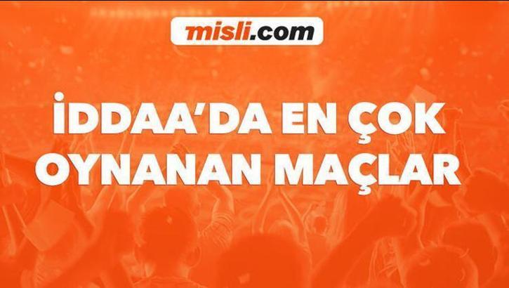 Misli.com'da günün en çok iddaa oynanan maçları