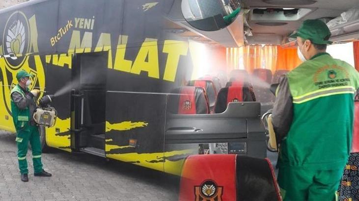 BtcTurk Yeni Malatyaspor takım otobüsü dezenfekte edildi