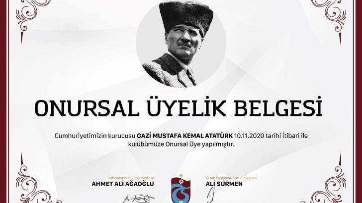 Gazi Mustafa Kemal Atatürk, Trabzonspor'a 'onursal üye' yapıldı