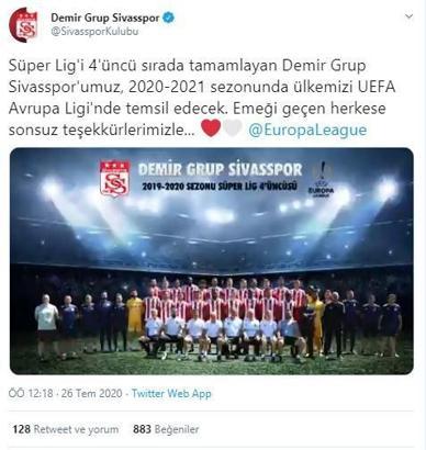 Sivasspor'dan UEFA paylaşımı