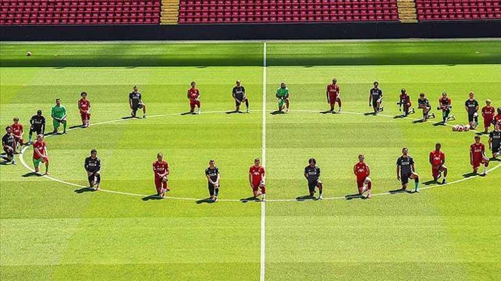 Liverpool'lu futbolcular George Floyd için diz çöktü