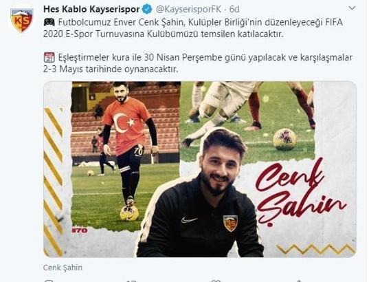 Enver Cenk Şahin FIFA 2020 espor turnuvasına katılacak