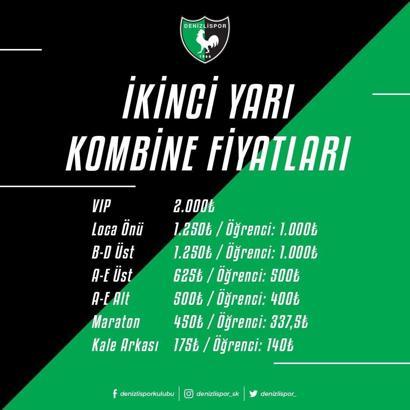 Denizlispor'da ikinci yarı kombine bilet fiyatları açıklandı