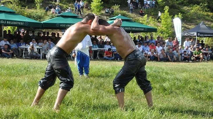 Zonguldak´taki yağlı güreş müsabakaları ilgi gördü