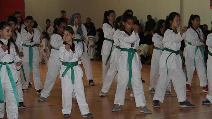 Beyşehir'de tekvando kuşak terfi sınavı heyecanı