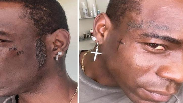 Balotelli'den suratına 'MB 459' dövmesi