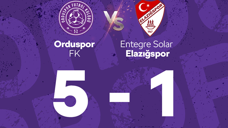 52 Orduspor FK-Elazığspor maç sonucu: 5-1