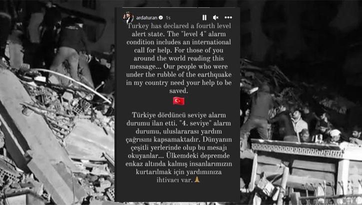 7,4 büyüklüğündeki deprem sonrası yardım çağrısı! Arda Turan: İnsanlarımızın yardımınıza ihtiyacı var
