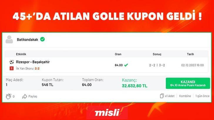 Tek maçta 64 oran yakaladı, 32 bin 632 TL kazandı… 45+’da atılan golle kupon geldi!