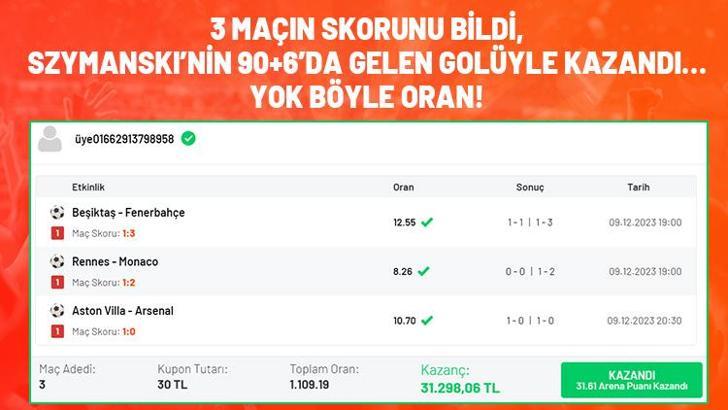 3 maçın skorunu bildi, Szymanski’nin 90+6’da gelen golüyle kazandı… Yok böyle oran!