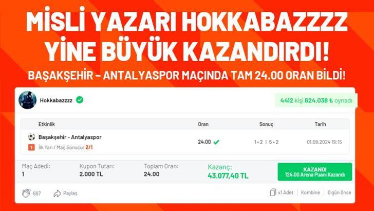 Misli yazarı Hokkabazzz yine büyük kazandırdı! Tam 24.00 oran bildi