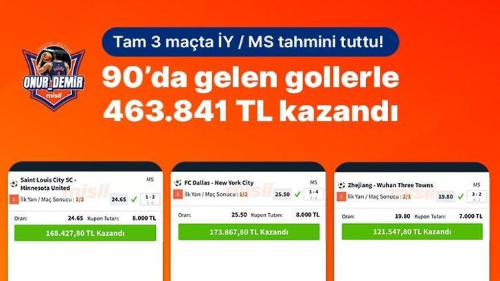 Tam 3 maçta İY / MS tahmini tuttu! 90’da gelen gollerle 463.841 TL kazandı