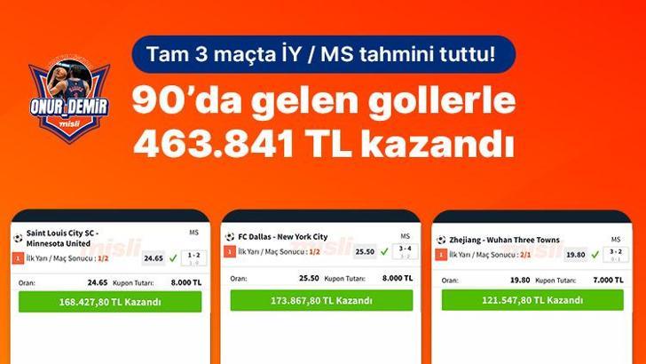 Tam 3 maçta İY / MS tahmini tuttu! 90’da gelen gollerle 463.841 TL kazandı