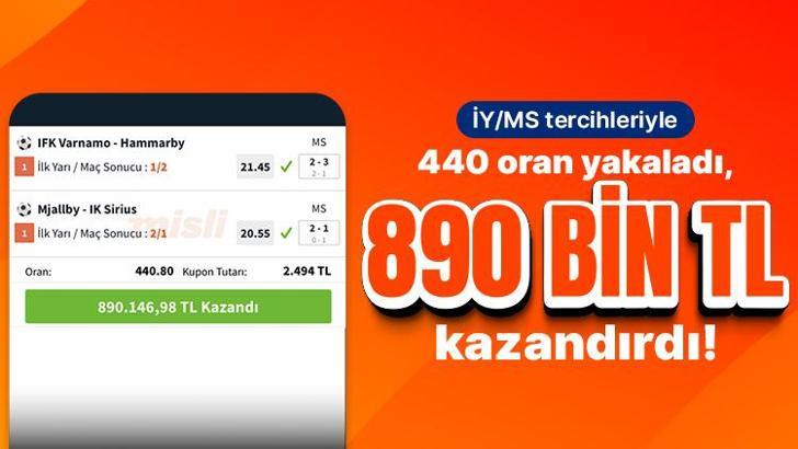 Misli’de haftanın kuponu… İY/MS tercihleriyle 440 oran yakaladı, 890 bin TL kazandırdı!