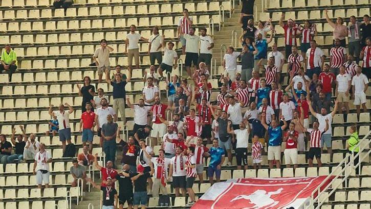Samsunspor fans cleaned the stands after Panathinaikos game in Athens