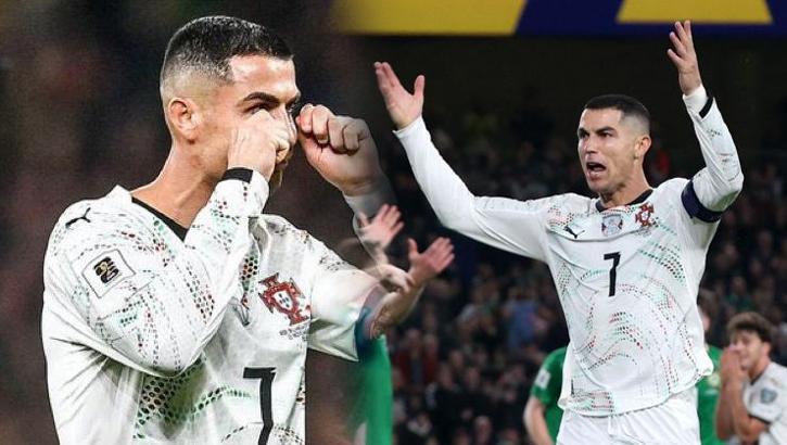 Cristiano Ronaldo! He elbowed his opponent and received a red card