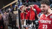 EuroBasket'te finale çıkan 12 Devam Adam'dan Erik Dalı'yla kutlama