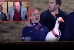 Çılgın taraftar spikeri yerlere yatırdı