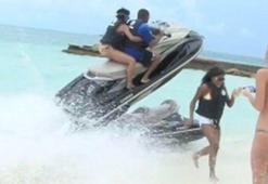 Plajda inanılmaz Jet Ski kazası