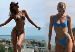Elsa Hosk kırmızı halıda yoruldu, havuzda dinlendi