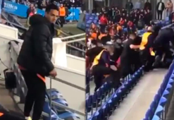 Randers - Galatasaray maçında kavga çıktı, Falcao tribünden kaçtı!