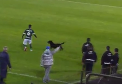 Şaka değil gerçek! Köpek futbolcuyu böyle kovaladı!