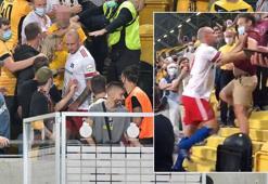 Almanya'da skandal! Futbolcu tribüne çıktı, taraftara saldırdı!