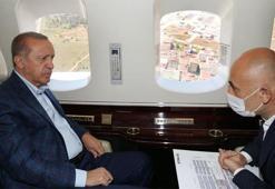 Cumhurbaşkanı Erdoğan havadan yapımı devam eden hastaneleri inceledi
