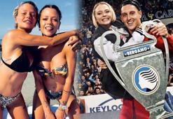 Futbolcu sevgilisiyle top oynarken koltuktan düştü!