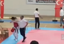 Elenen sporcusuna tokat attı! Skandal anlar kamerada...