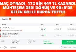 2 maç oynadı, 172 bin 449 TL kazandı… Muhteşem geri dönüş ve 90+8’de gelen golle kupon tuttu!