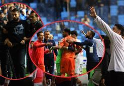 Adana Demirspor - Kayserispor maçı sonrası gerginlik! Taraftar sahaya girdi...