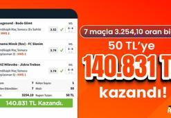 7 maçla 3.254,10 oran bildi! 50 TL’ye 140.831 TL kazandı!