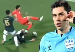 Ürdün-Bolivya maçına hakem Mehmet Türkmen damga vurdu! Acılar içinde sahadan çıktı