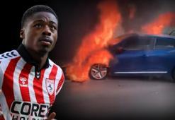 Samsunspor futbolcusu Musaba'nın kullandığı araç alev aldı!
