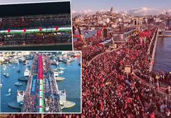 Türkiye, Filistin için ayakta! Galata Köprüsü'nde düzenlenen yürüyüş için yoğun katılım | 4 Büyüklerden destek