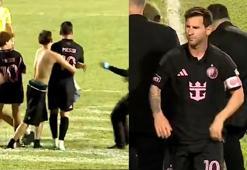 Sahaya giren taraftar Lionel Messi’yi kündeye yatırdı!