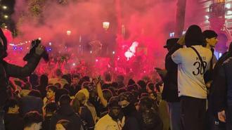 Taşkınlık yapan PSG taraftarlarına polis müdahale etti!