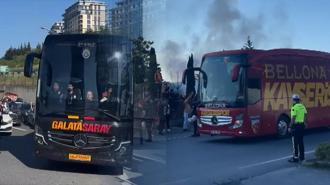 Galatasaray ve Kayserispor şampiyonluk maçı için stada ulaştı