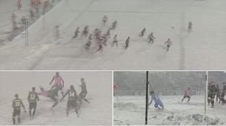 Karla kaplı zeminde oynanan Kanada Premier Lig finalinde muhteşem gol