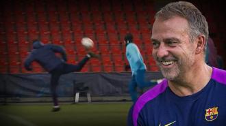 Hansi Flick antrenmanda hünerlerini sergiledi: Yaptığı hamleler dikkat çekti