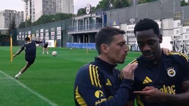 Jhon Duran ve Mert Hakan Yandaş antrenmanda kozlarını paylaştı