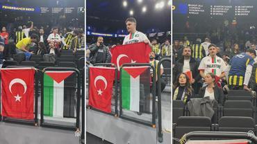 Fenerbahçe Beko taraftarlarından İsrail ekibi Maccabi Rapyd'e Filistin tepkisi
