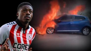 Samsunspor futbolcusu Musaba'nın kullandığı araç alev aldı!