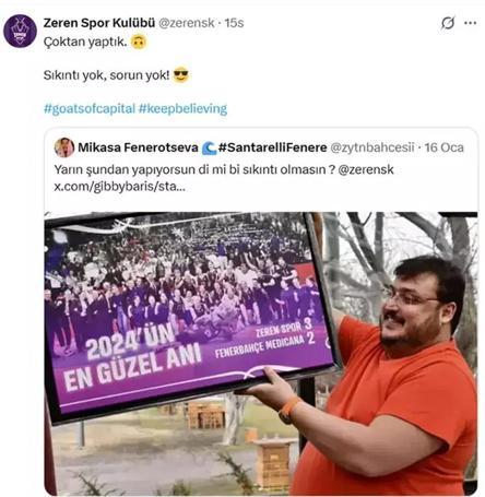 Zeren Spordan 3-2lik Fenerbahçe Medicana galibiyeti sonrası olay gönderme Rütbeni Bileceksin