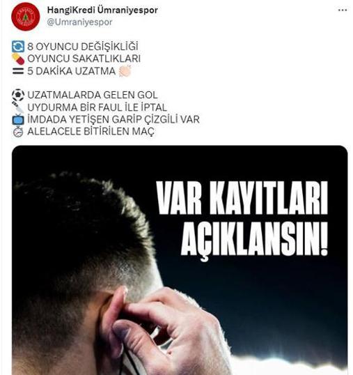 Ümraniyespor: VAR kayıtları açıklansın