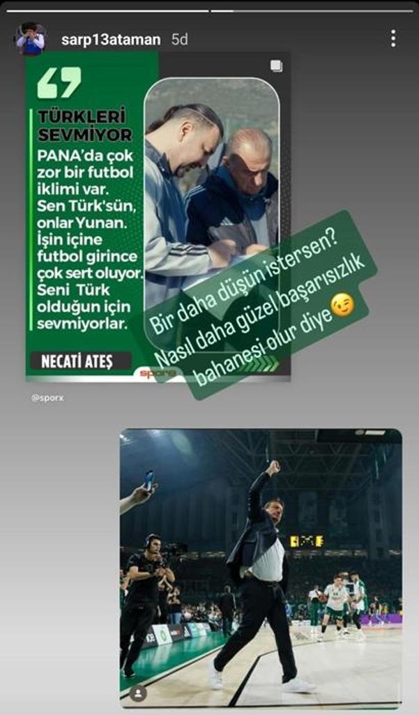 Ergin Atamanın oğlu Sarp Atamandan Necati Ateşe Fatih Terimli gönderme