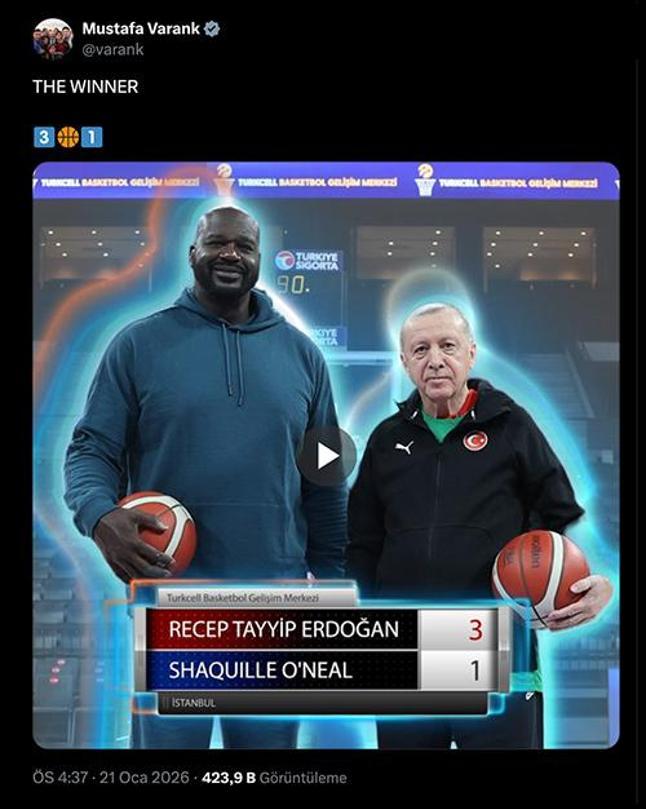 NBA efsanesi Shaquille O’neal geldi, skoru Cumburbaşkanı Erdoğan yazdı
